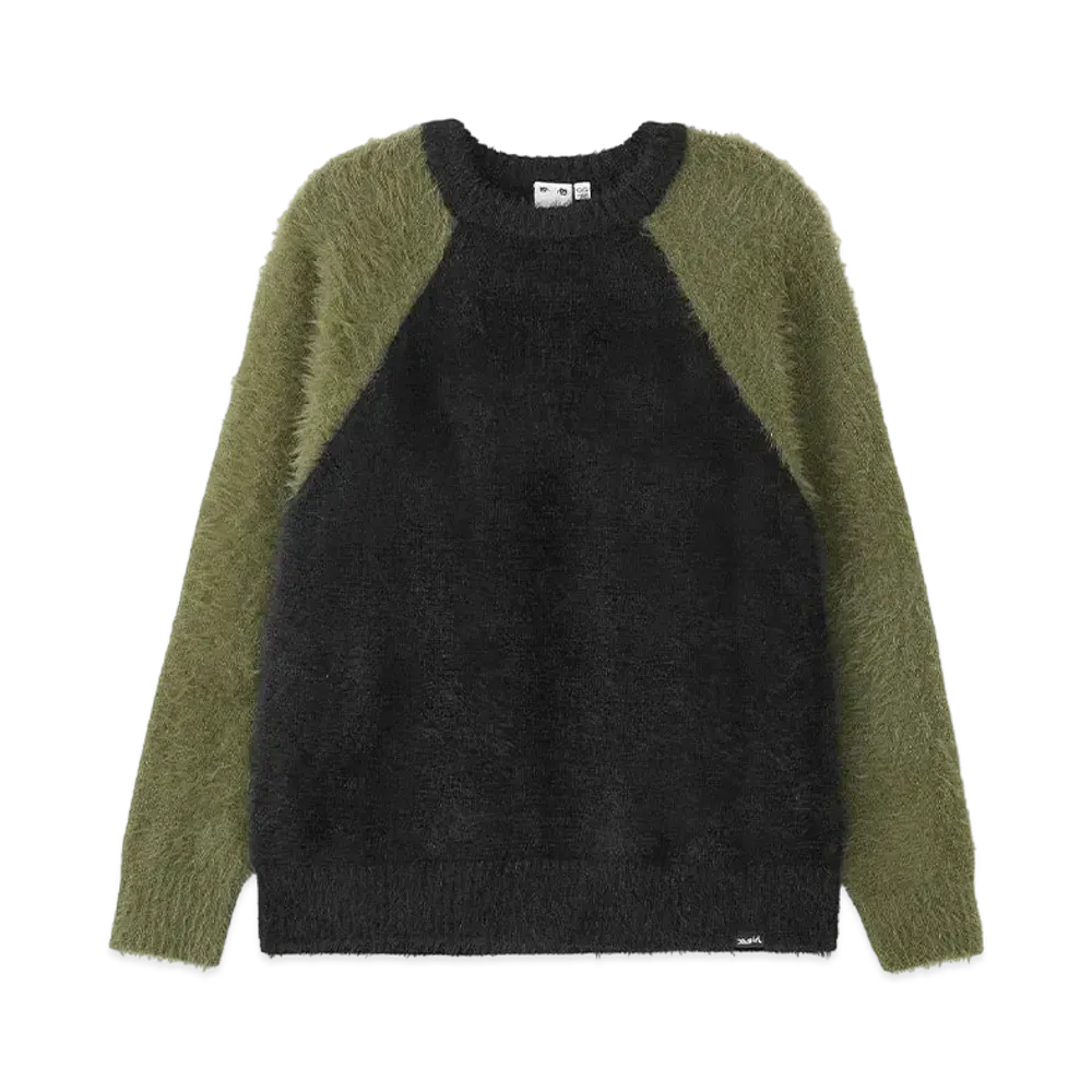 X-Girl Shaggy Knit Raglan Sleeve Top "Olive"