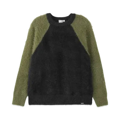 X-Girl Shaggy Knit Raglan Sleeve Top "Olive"