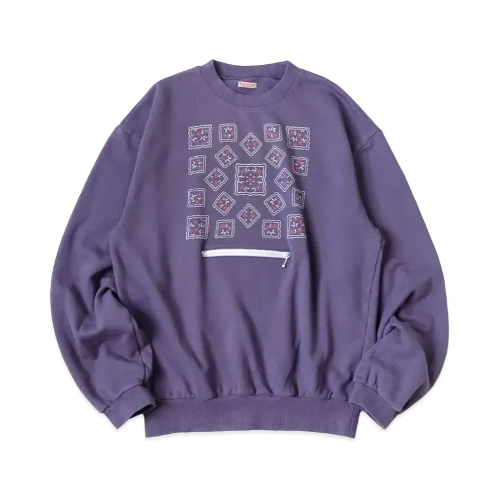 KAPITAL 30 Fleece Cookie Pocket Crew Sweat "Purple"