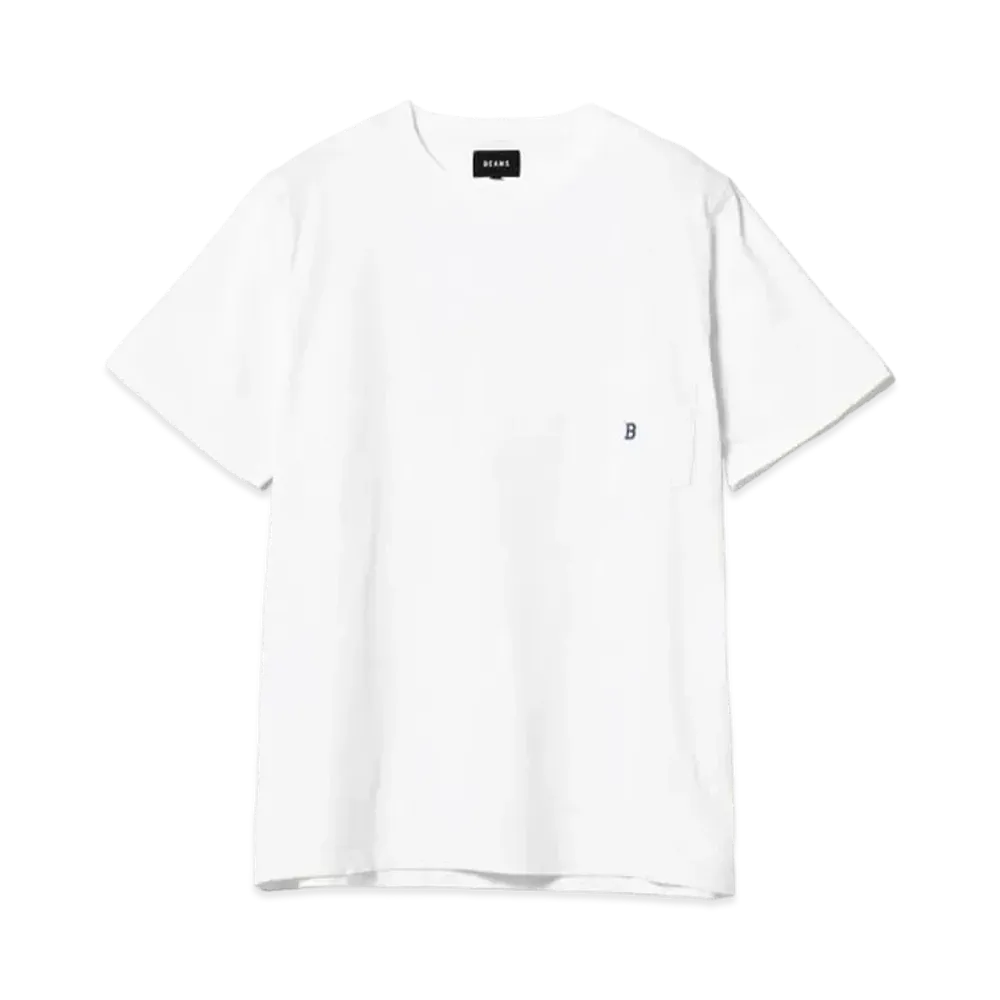 BEAMS B Logo Pocket T-shirt "White"