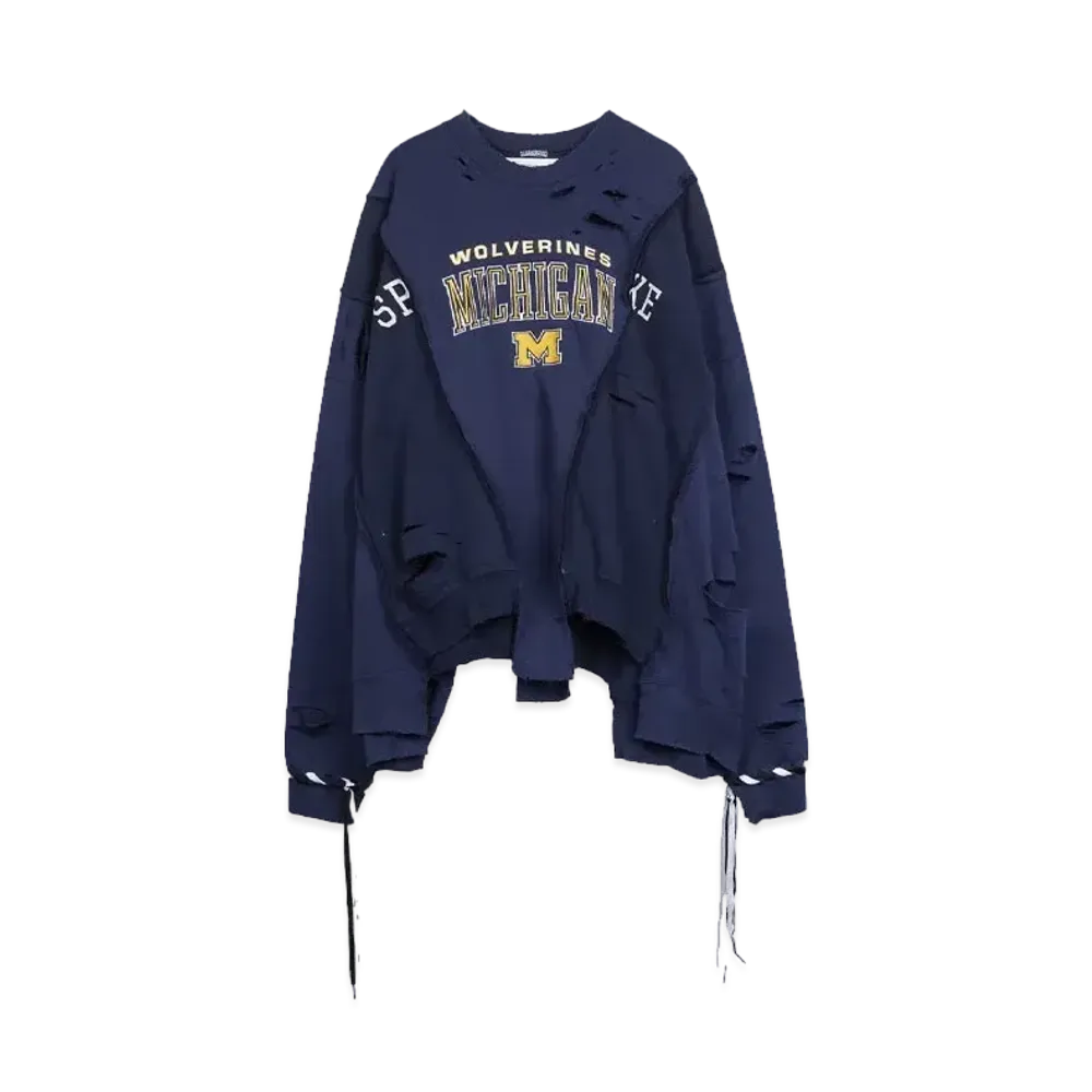 DISCOVERED HYPE DROP EXCLUSIVE WIDE DAMAGE COLLEGE SWEAT "BLACK EX07"