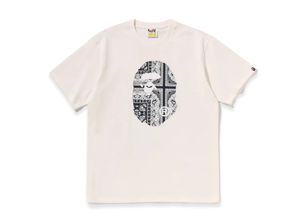 A BATHING APE Paisley Pattern Ape Head Tee "Ivory"