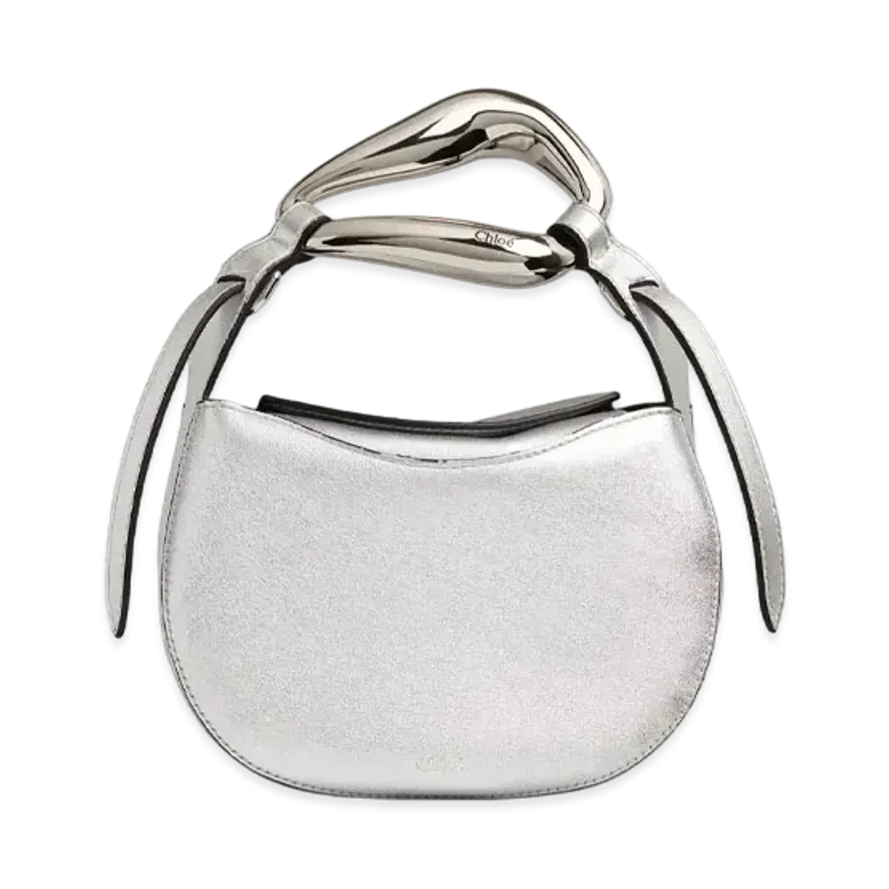 Chloe Kiss Small Bag In Metallic Lambskin "Silver"