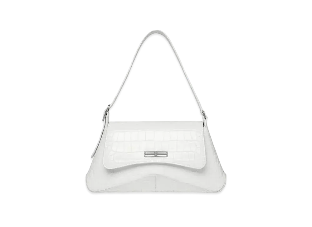 BALENCIAGA XX Medium Flap Bag Crocodile Embossed "White"