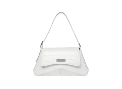 BALENCIAGA XX Medium Flap Bag Crocodile Embossed "White"