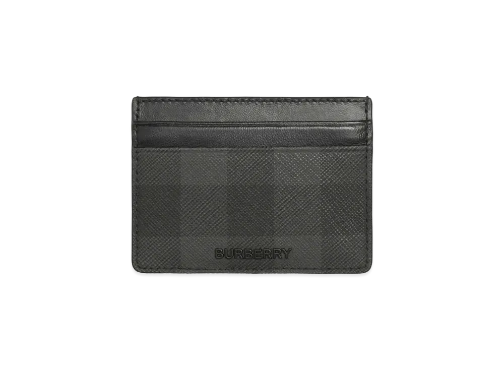 Burberry Check & Leather Card Case "Charcoal"
