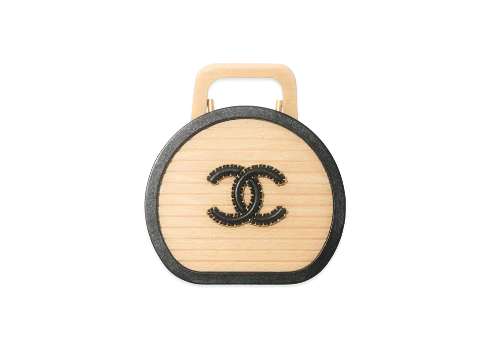 シャネル スモール ヴァニティー ケース ビーチ ウッド & カーフスキン "ベージュ/ブラック" AS2928 B07138 NG477