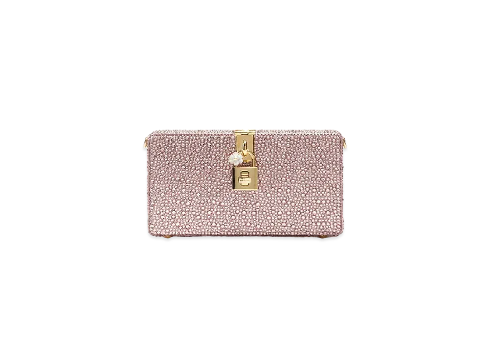 Dolce&Gabbana Dolce Box Clutch Bag Heat Apply Rinstone "Pink"