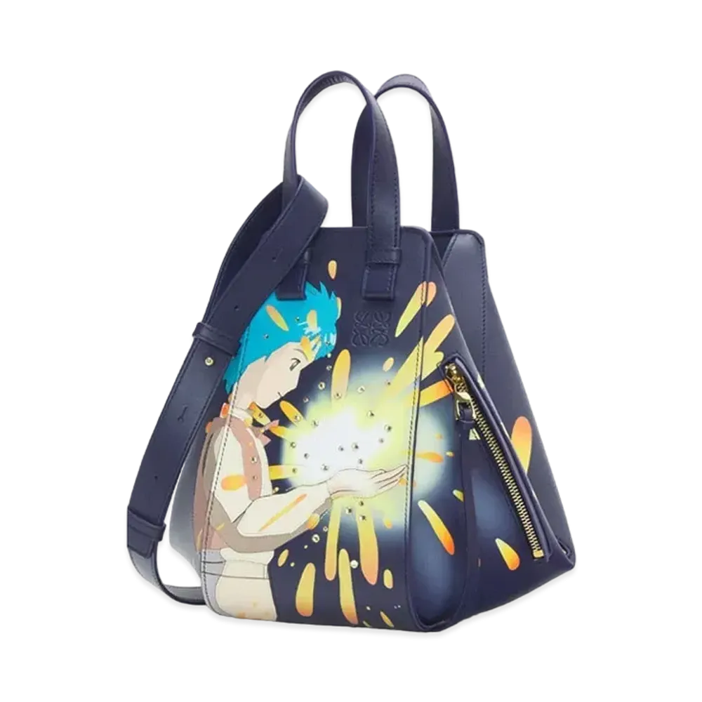 LOEWE x Howl's Moving Castle Magical Sky Small Hammock Bag In Satin Calfskin "Marine"