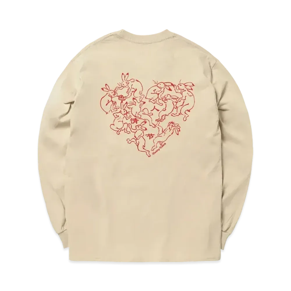 FR2 Valentine's Day Rabbits Heart Longsleeve T-shirt "Beige"