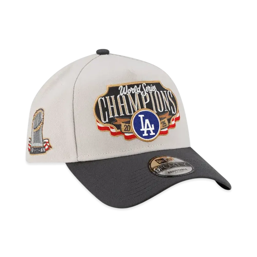 NEW ERA x MLB World Series Champions 2025 9FORTY A-Frame Locker Room Cap Los Angeles Dodgers "Gray"