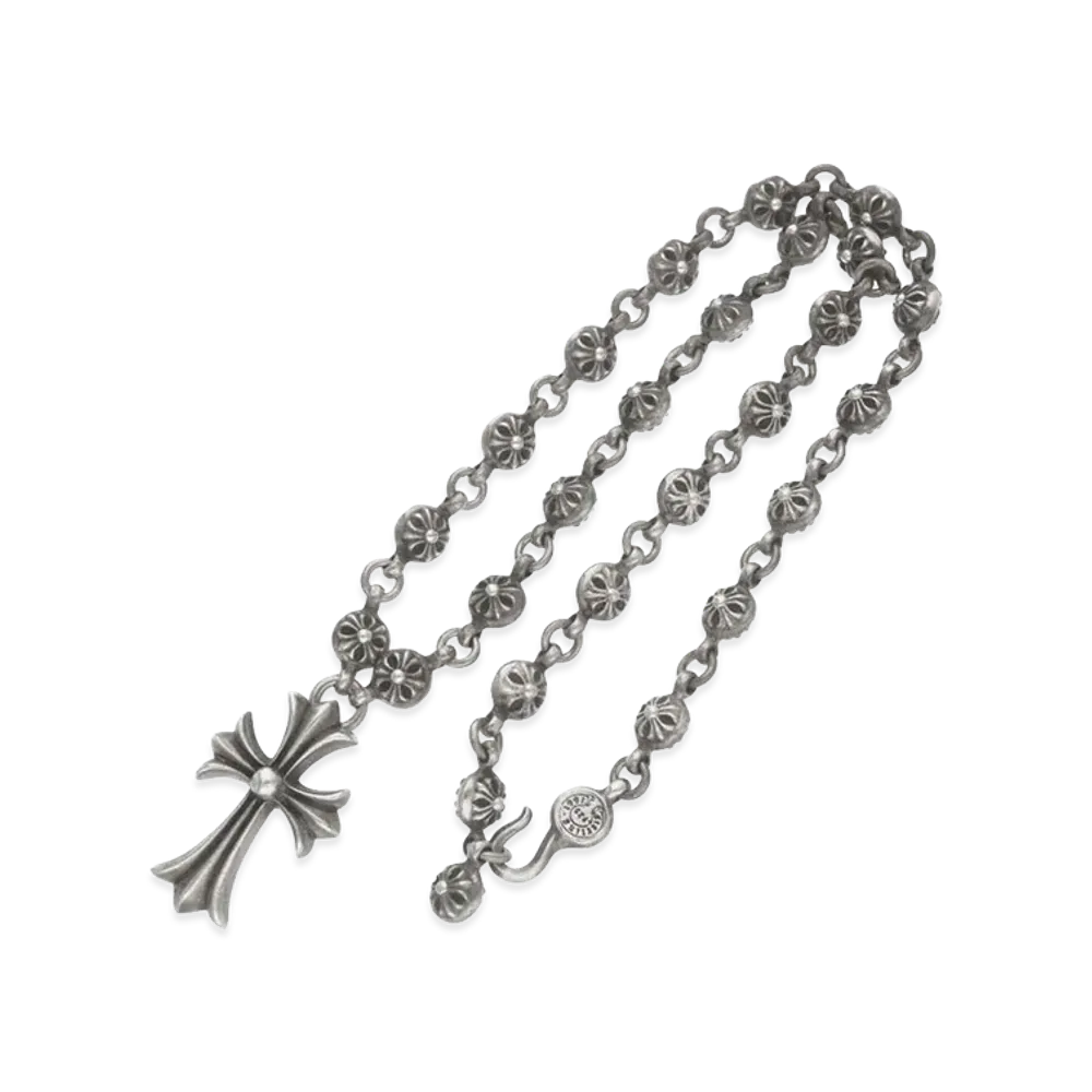 Chrome Hearts Crossball Chain Small CH Cross Silver Necklace "Silver"
