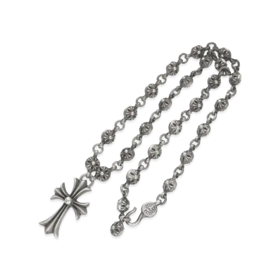 Chrome Hearts Crossball Chain Small CH Cross Silver Necklace "Silver"