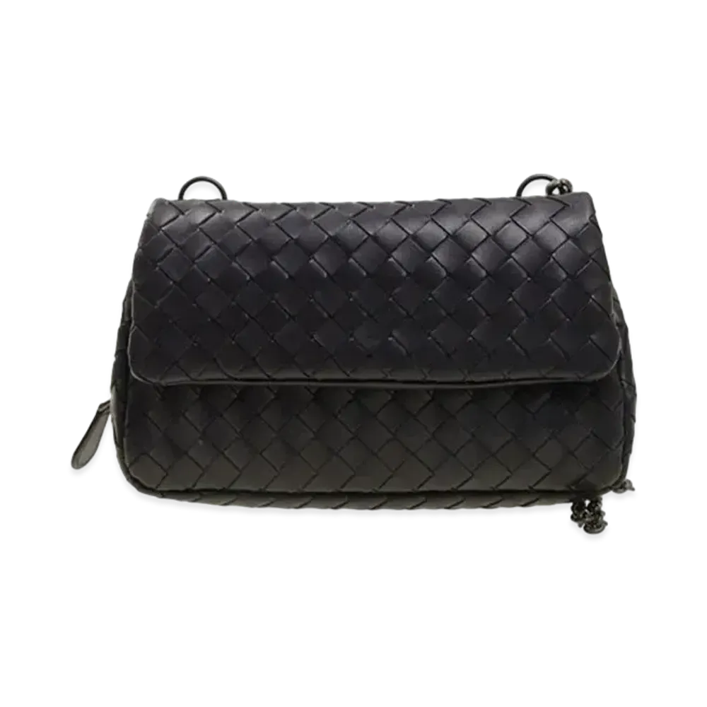 Bottega Veneta Lambskin Shoulder Bag "Dark Blue"