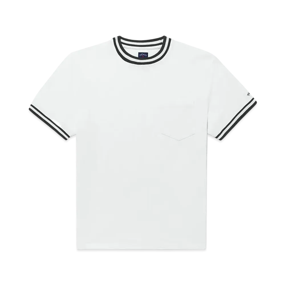 Noah Striped Rib Pique Ringer "White/Navy"