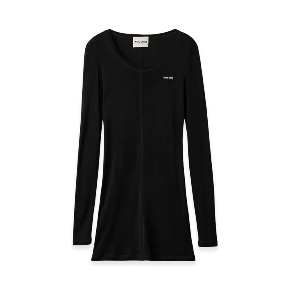 MIU MIU Women's Logo Silk Jersey "Black"