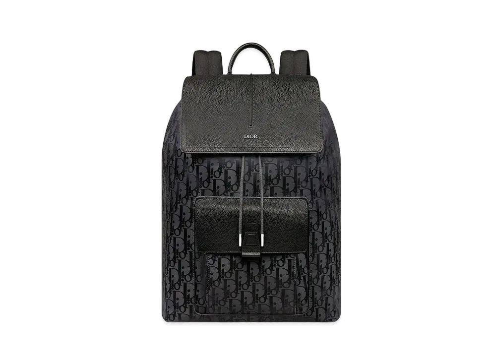 Dior Motion Backpack Dior Oblique Mirage Technical Fabric & Grained Calfskin "Black"