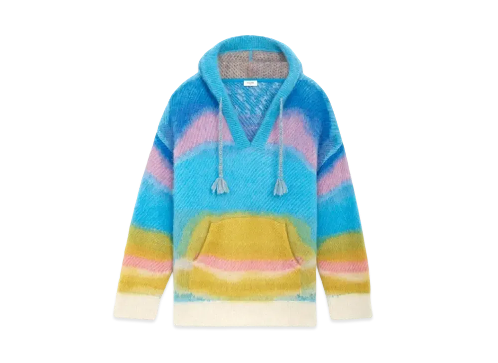 CELINE Artist Baja Jacquard In Brushed Mohair "Blue/Yellow"