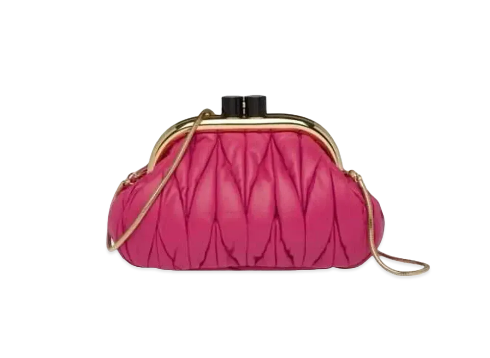 MIU MIU Miu Bernappa Leather Clutch "Pink"