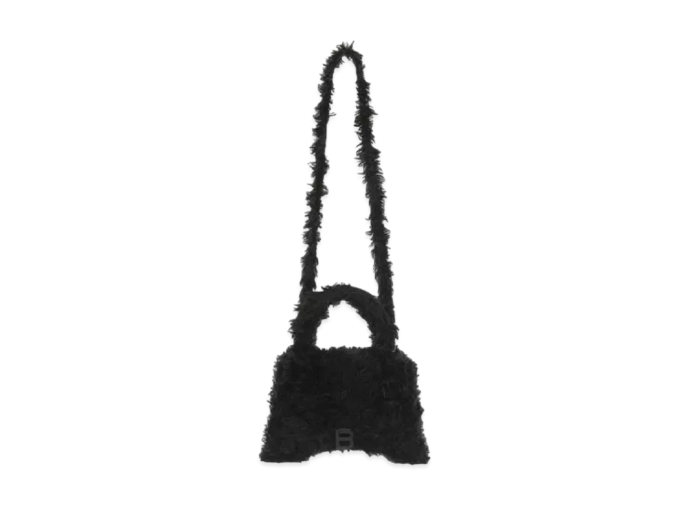 BALENCIAGA Women's Fluffy Hourglass Top Handle Bag "Black"