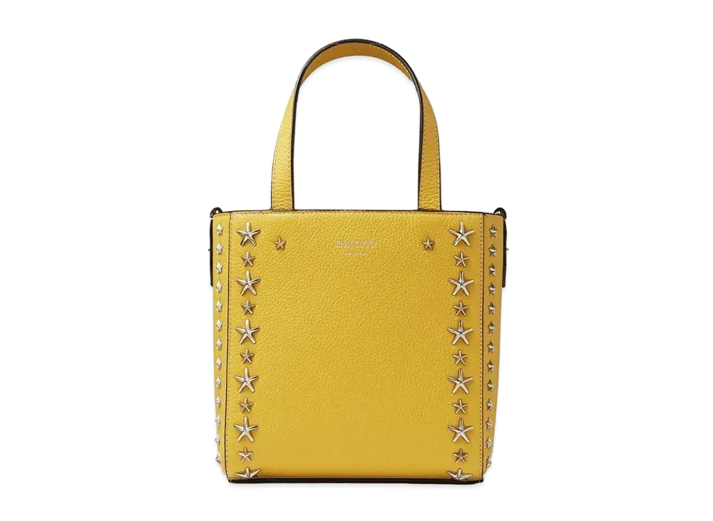 Jimmy Choo Mini Pegasi Soft Grainy Calf Leather Mini Tote Bag With Stars Studs "Sun"