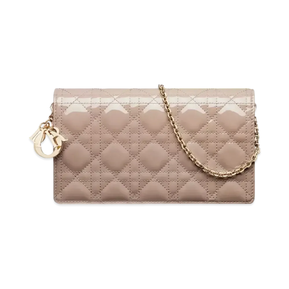 Dior Lady Pouch Patent Cannage Calfskin "Hazelnut"