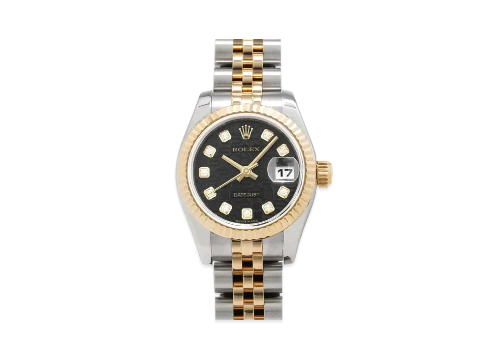ROLEX Lady-Datejust 10P Diamonds "Black/Stainless Steel/Yellow Gold" 179173G