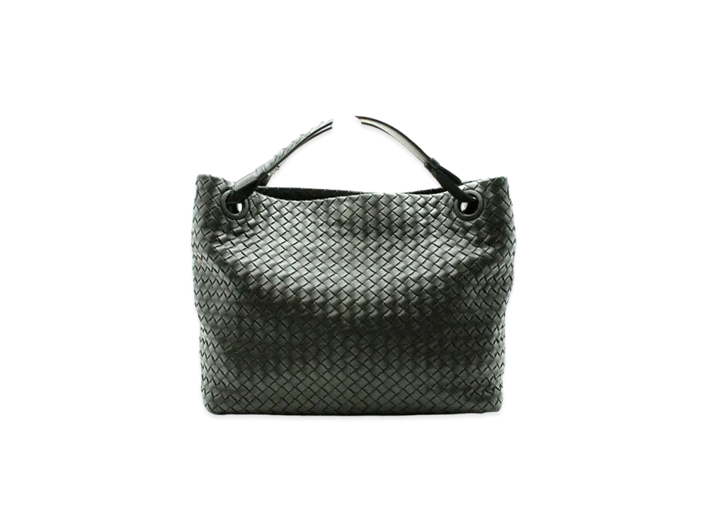 Bottega Veneta Lambskin Intrecciato Hand Bag "Black"