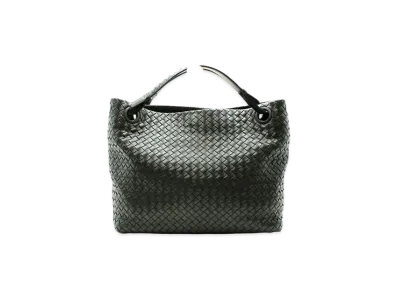 Bottega Veneta Lambskin Intrecciato Hand Bag "Black"