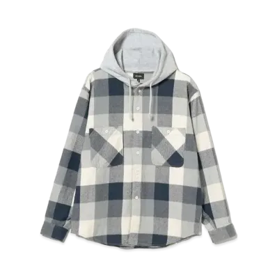 BEAMS Hooded Check Flannel Shirt "Navy"