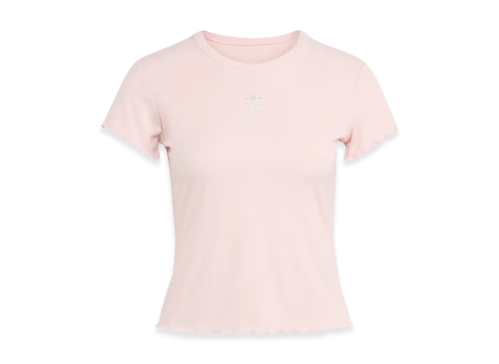 adidas Women's Essentials Scalloped Edge Baby Tee "Sandy Pink"