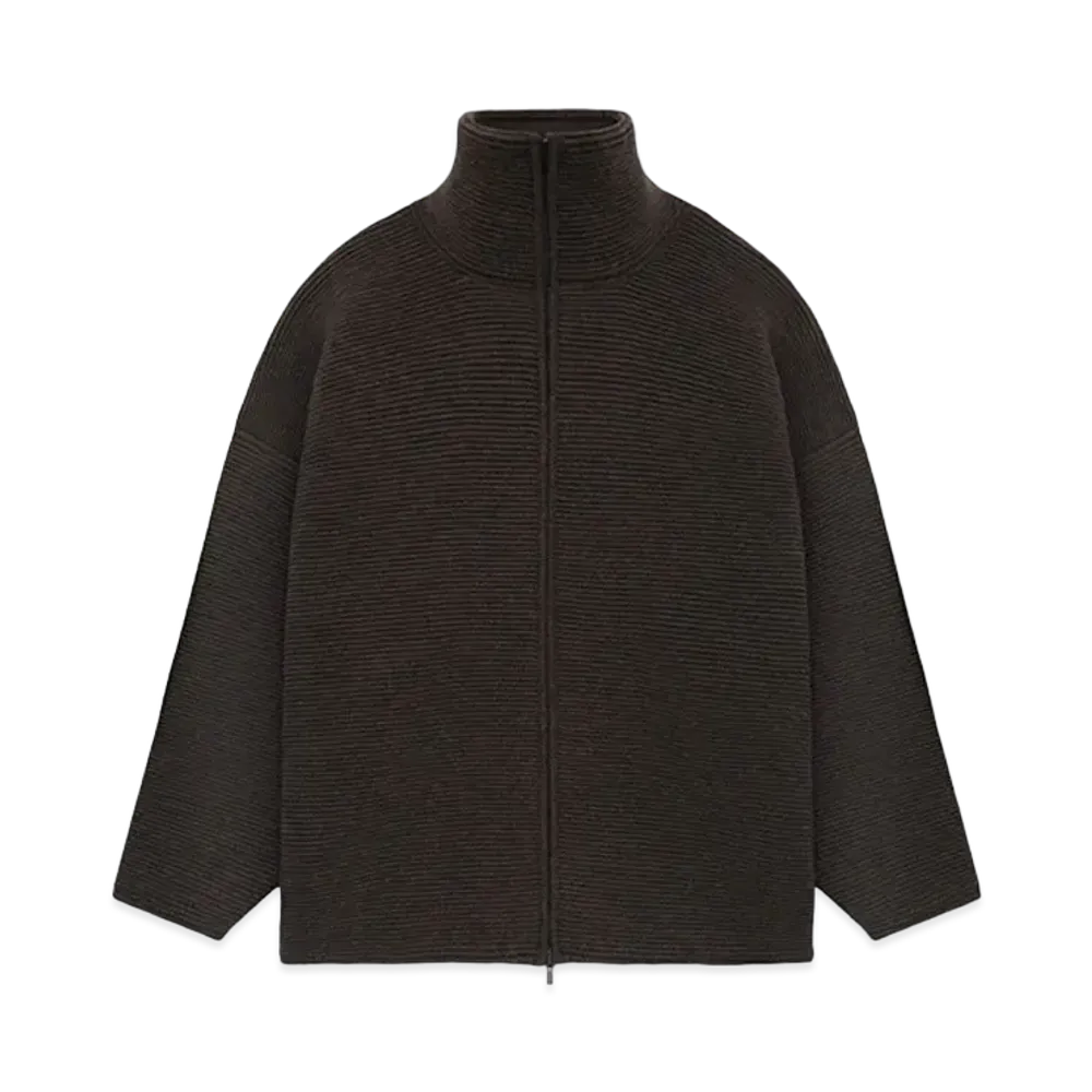 FEAR OF GOD ESSENTIALS Heavy Ottoman Full Zip Sweater "Wood"