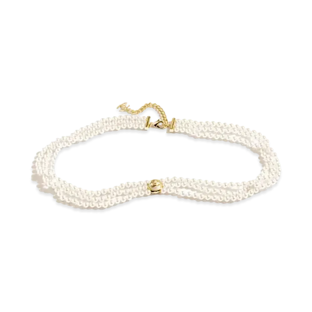 CHANEL Chain Belt Metal, Glass Pearls & Resin "Gold/Pearly White"