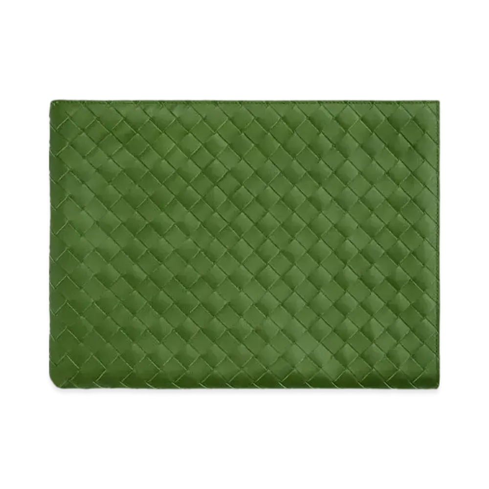 Bottega Veneta Intrecciato Half Zipper Pouch "Avocado"