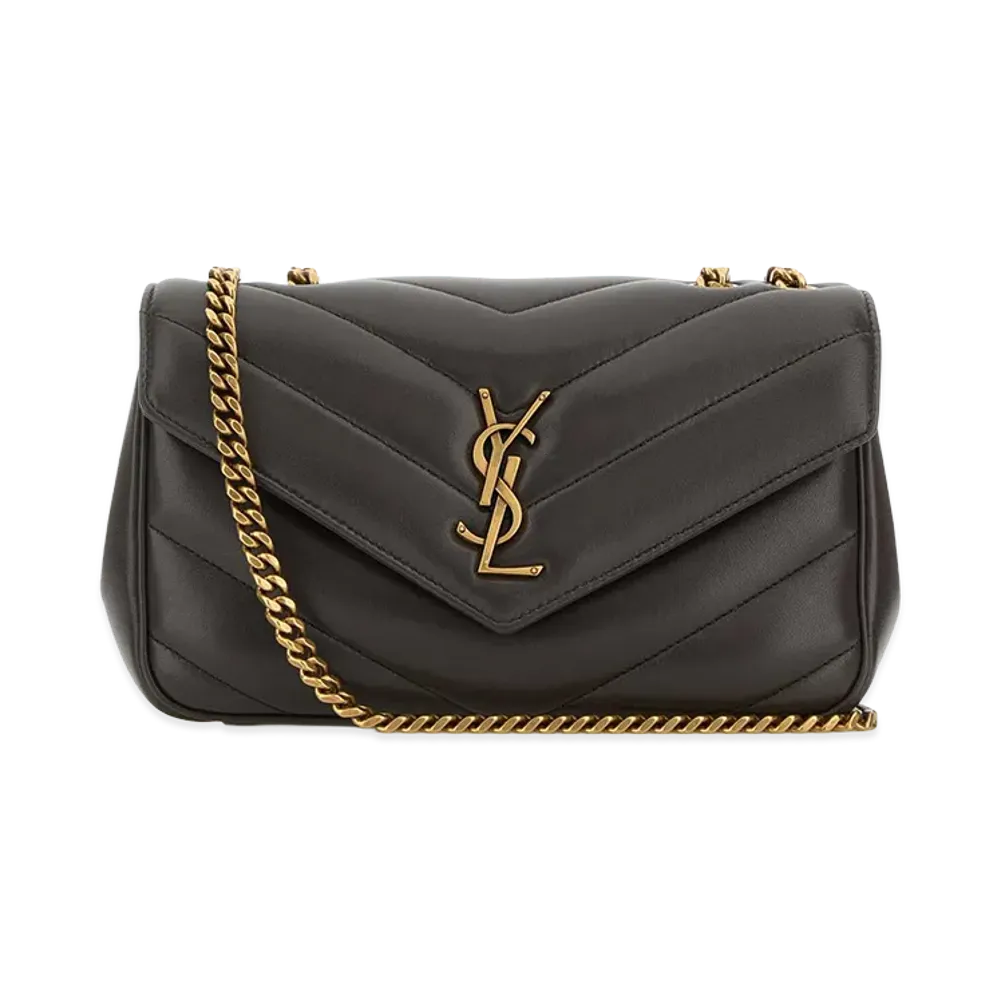 Saint Laurent Women's Dark Grey Leather Small Loulou Shoulder Bag "Grey"