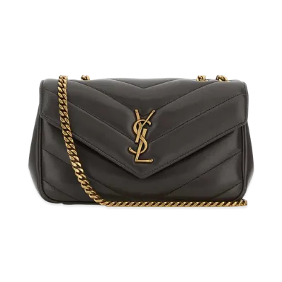 Saint Laurent Women's Dark Grey Leather Small Loulou Shoulder Bag "Grey"