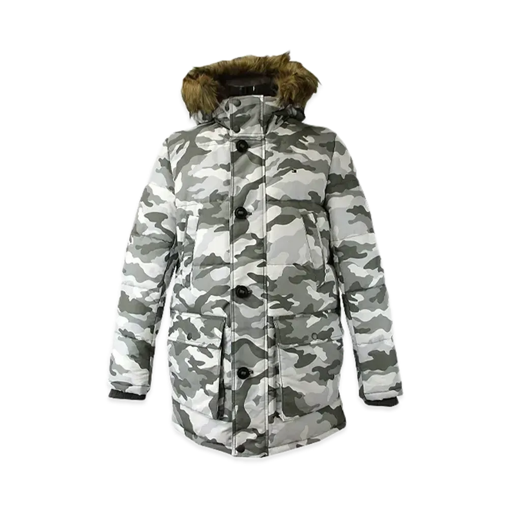 TOMMY HILFIGER Camouflage Padded Long Jacket "WhiteCamo"