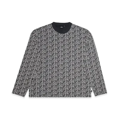 Stussy Letter Stripe LS Crew "Black"