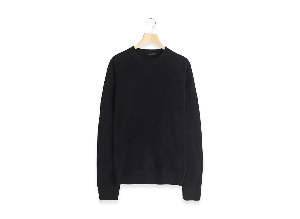 COMOLI Cotton Shaggy Crew Neck Knit "Black"