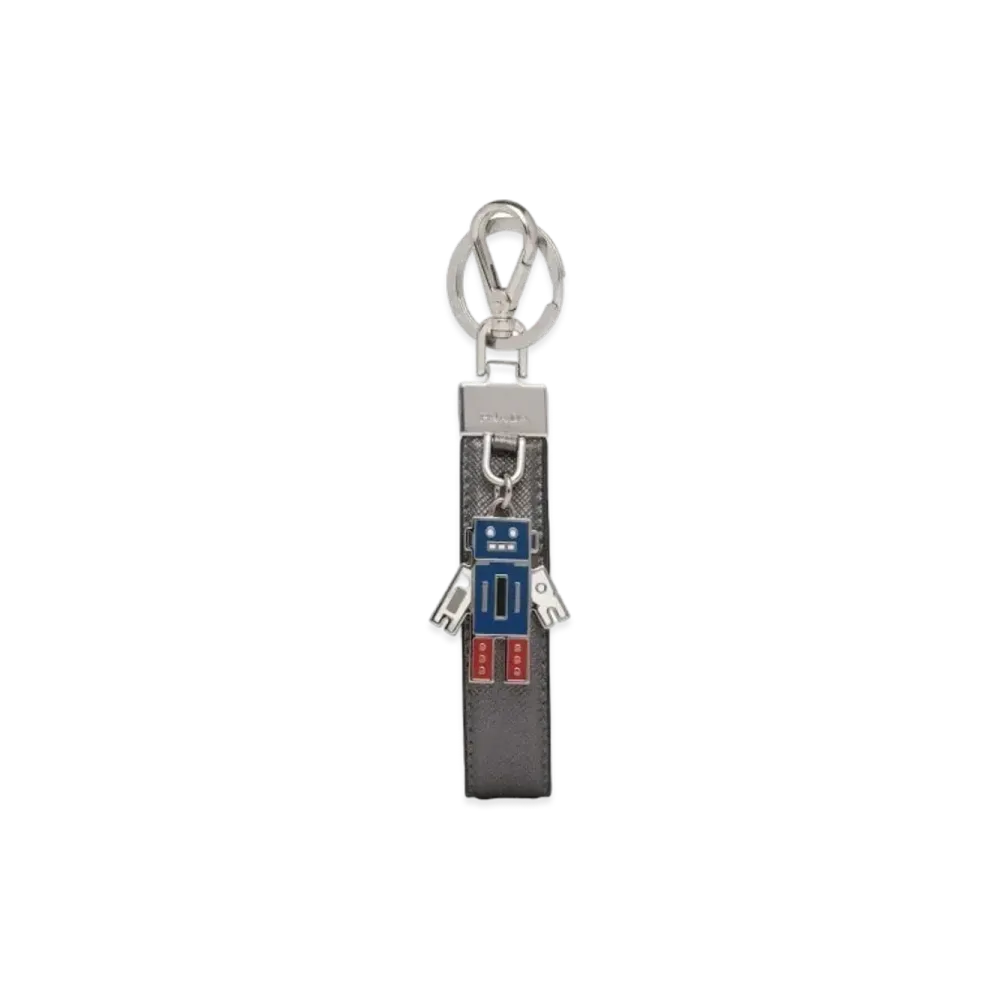 PRADA Saffiano Leather Keychain "Palladium"