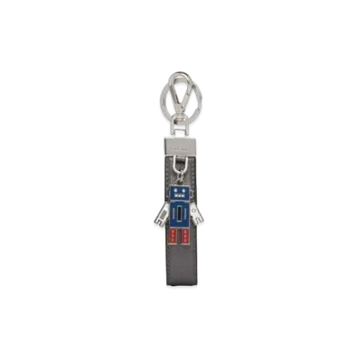 PRADA Saffiano Leather Keychain "Palladium"