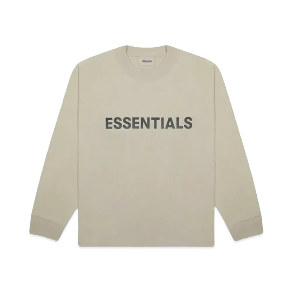 FEAR OF GOD ESSENTIALS 3D Silicon Applique Boxy Long Sleeve T-Shirt "Tan/String"
