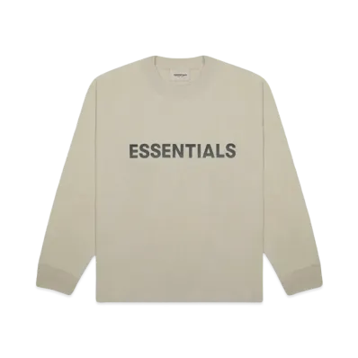 FEAR OF GOD ESSENTIALS 3D Silicon Applique Boxy Long Sleeve T-Shirt "Tan/String"