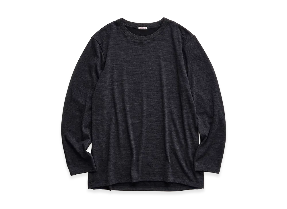 NICENESS W.Crowe Jacket Sleeve Super 100's Wool Jersey T-Shirt "Charcoal"