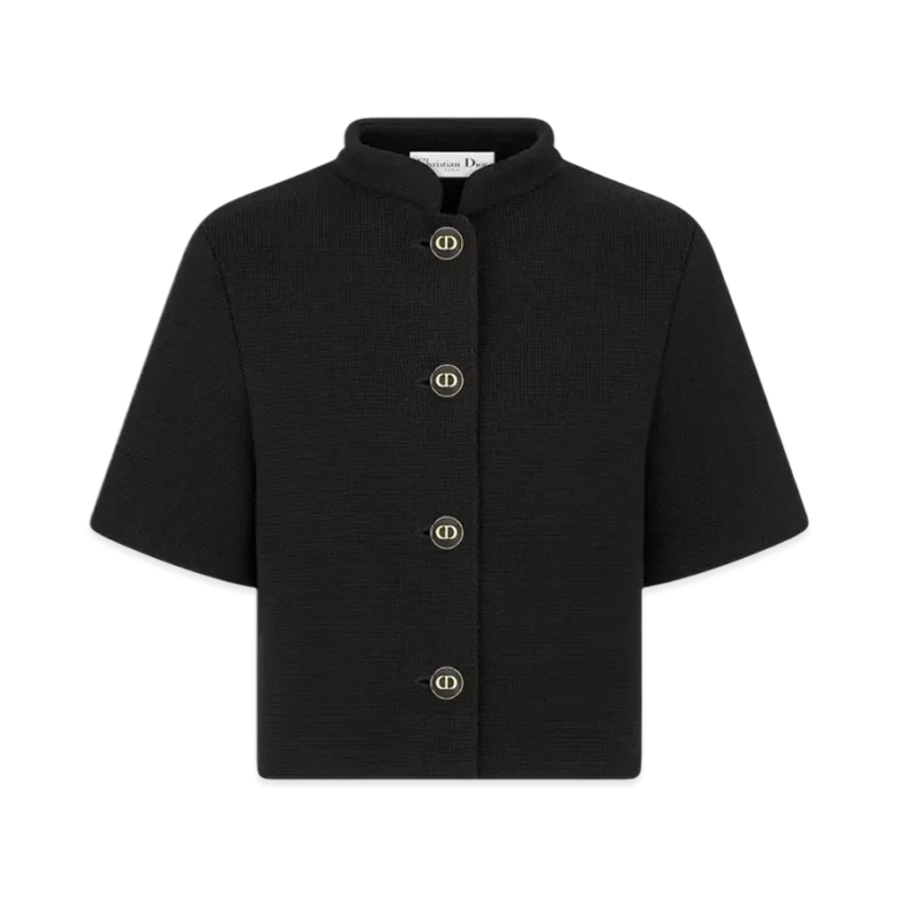 Dior Women's Cropped Jacket Virgin Wool Knit "Black"