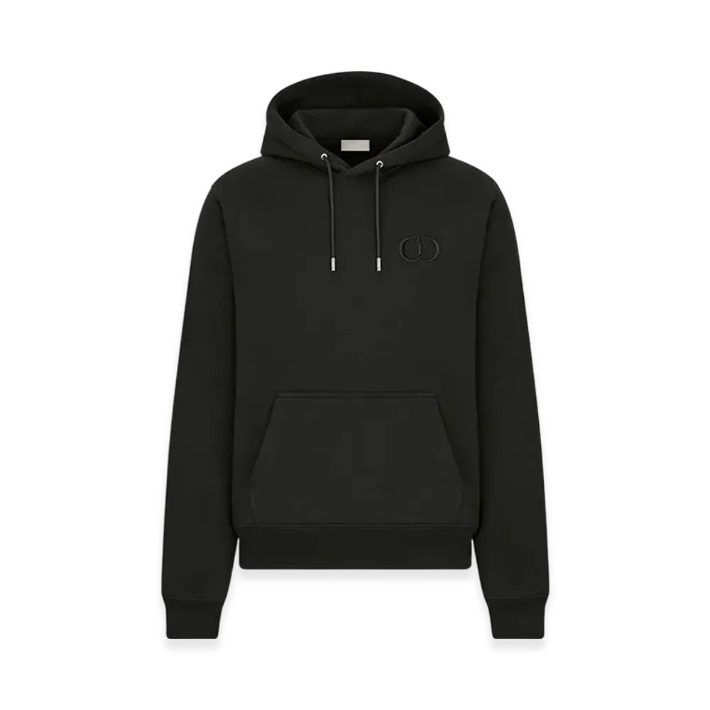 Dior CD Icon Hooded Sweatshirt with Zip Cashmere Jersey "Black"