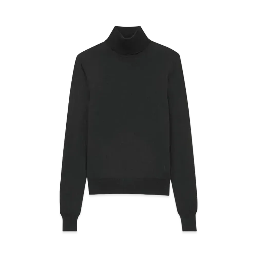 Saint Laurent Women's Cassandre Turtleneck Sweater in Wool "Black"