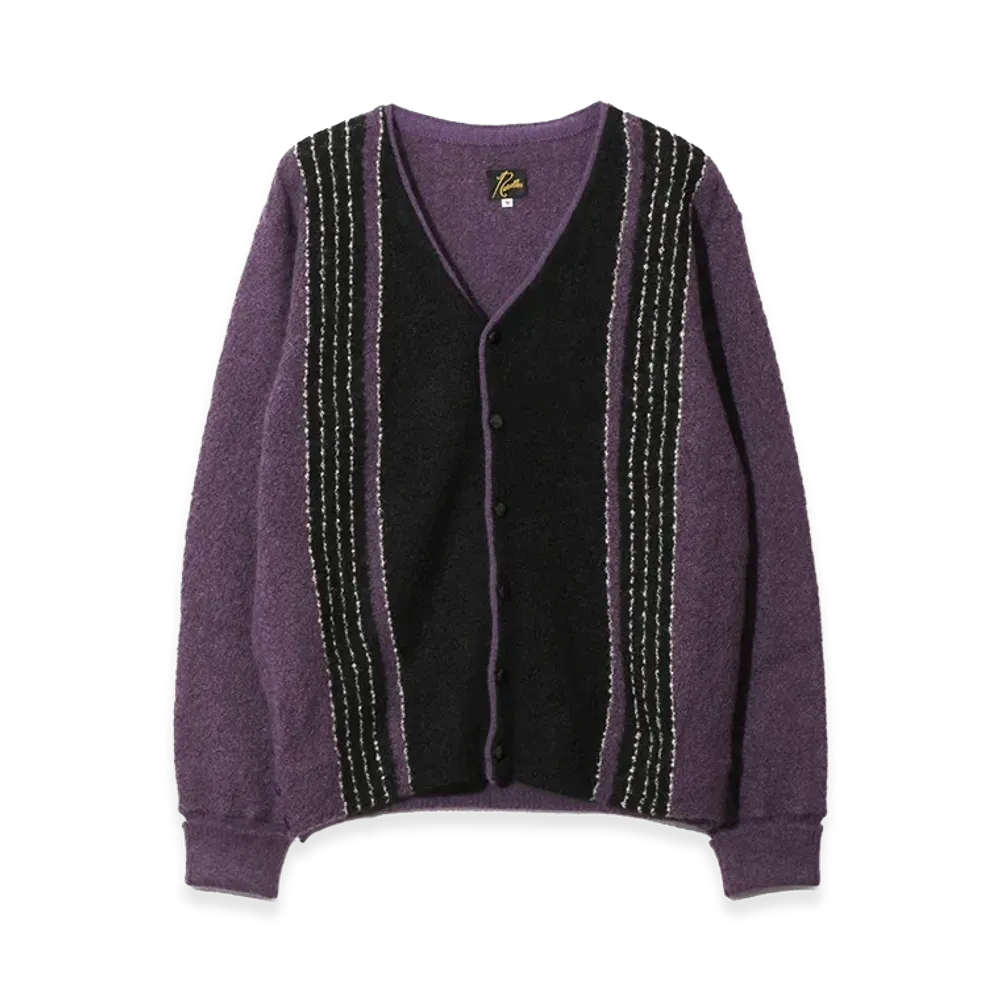 NEEDLES Knit Cardigan - Crepe Weave Stripe "Purple"