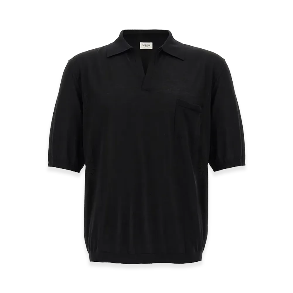 Saint Laurent Wool Polo Shirt "Black"