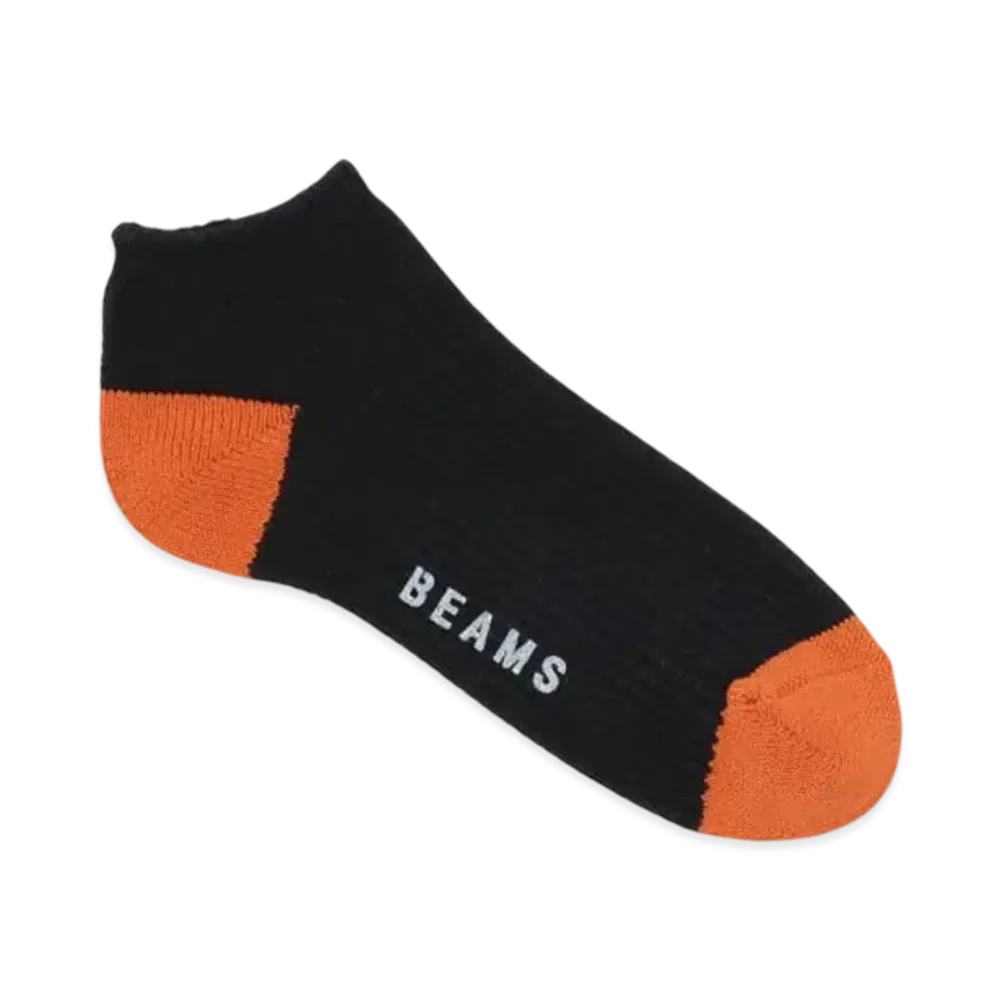 BEAMS 2-Tone Waffle Ankle Socks "Black"